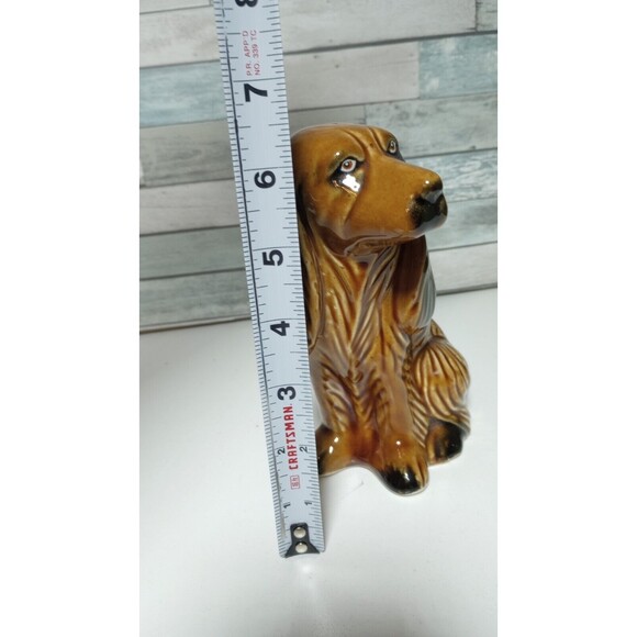 Vintage Ceramic Sitting Dog Spaniel Hound Figurine Brazil MSC Handcrafted Brown - Picture 7 of 8